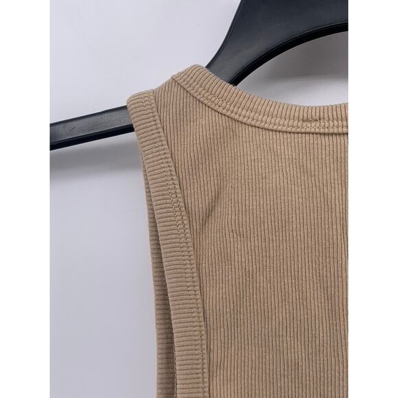 ZARA Women's Tan Rib Knit Casual Crewneck Sleeveless Cropped Top SZ S - Picture 5 of 11
